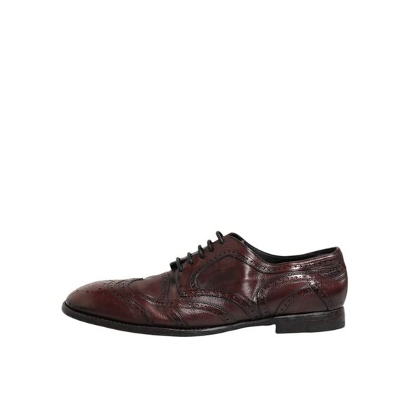 Dolce & Gabbana Bordeaux Leather Lace Up Dress Derby Men's Shoes (Pre-Owned)